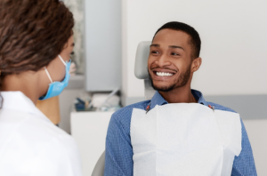 a person attending their routine dental checkup