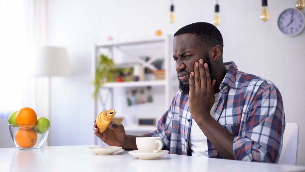Man with a tooth extraction